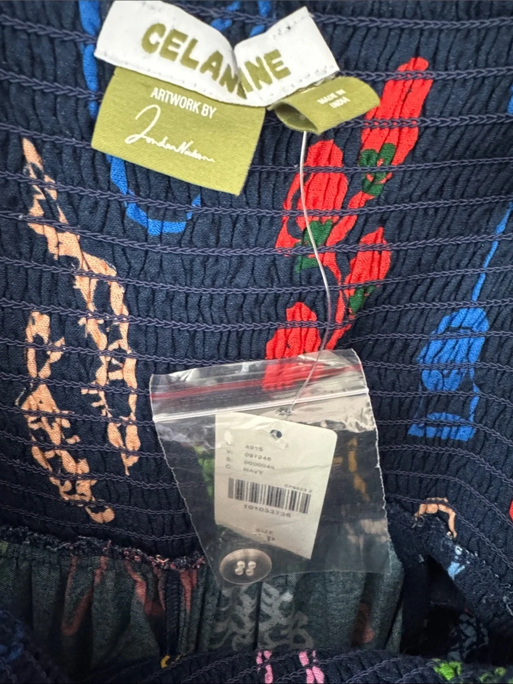 NWT Anthropologie Calendine Jordan Nickson Square-Neck Smocked Cutout Jumpsuit S